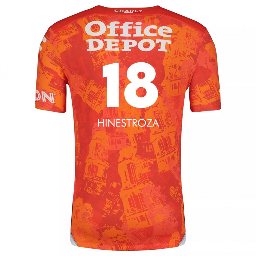 Hombre Camiseta Marino Hinestroza #18 Naranja Blanco 2ª Equipación 2024/25 La Camisa Perú