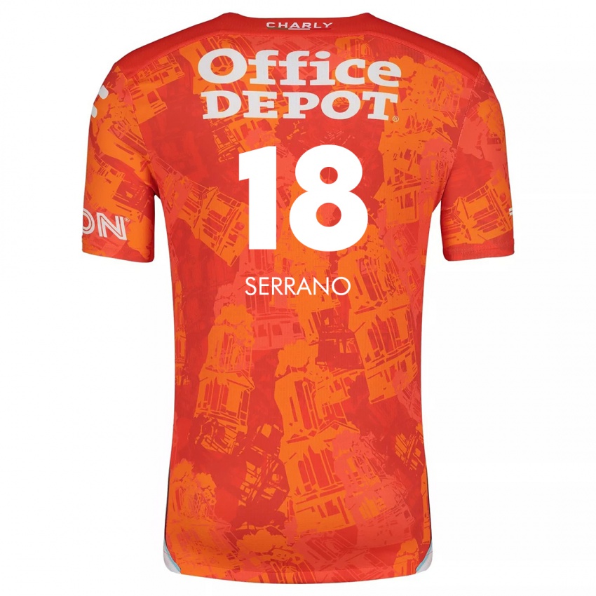 Hombre Camiseta Blanky Serrano #18 Naranja Blanco 2ª Equipación 2024/25 La Camisa Perú