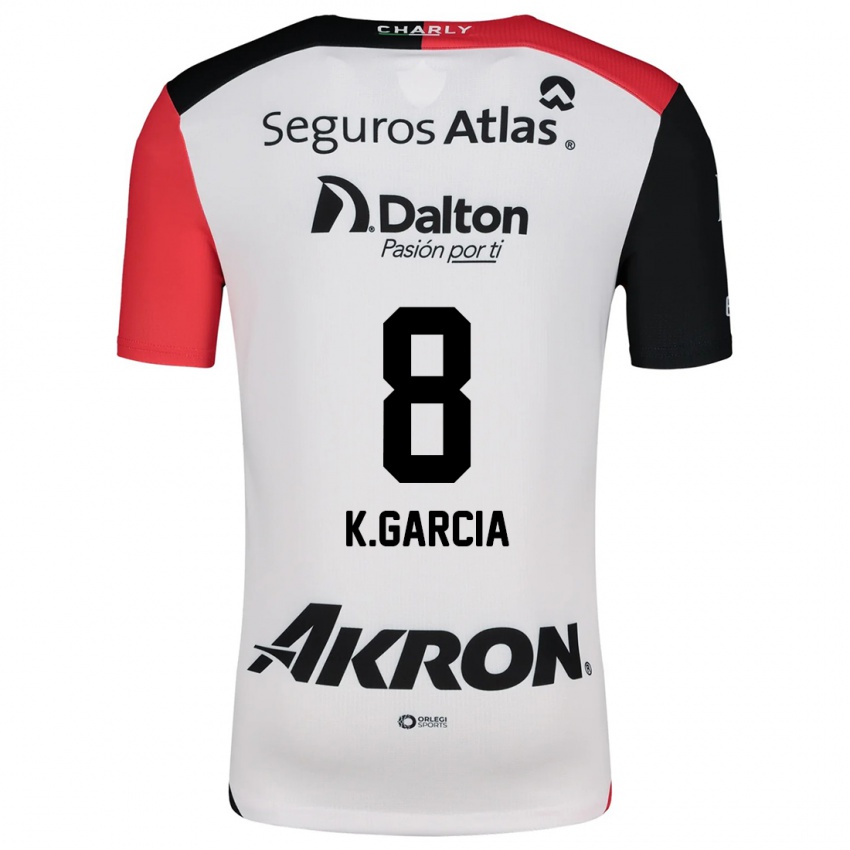 Hombre Camiseta Karen García #8 Blanco Rojo Negro 2ª Equipación 2024/25 La Camisa Perú