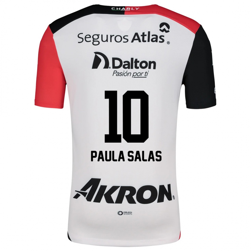 Hombre Camiseta María Paula Salas #10 Blanco Rojo Negro 2ª Equipación 2024/25 La Camisa Perú