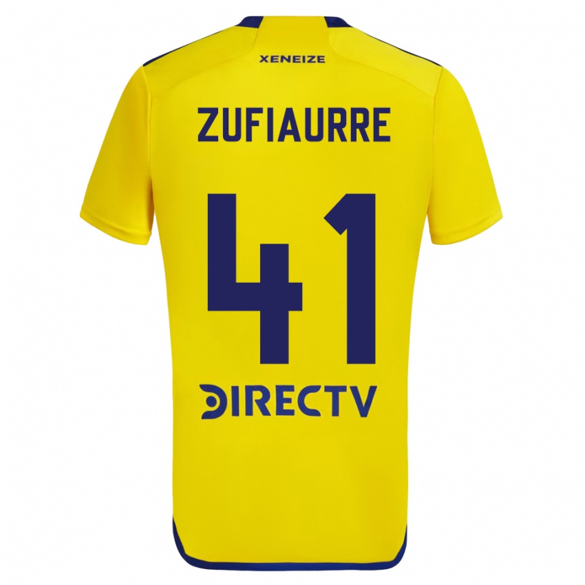 Hombre Camiseta Iker Zufiaurre #41 Amarillo Azul 2ª Equipación 2024/25 La Camisa Perú