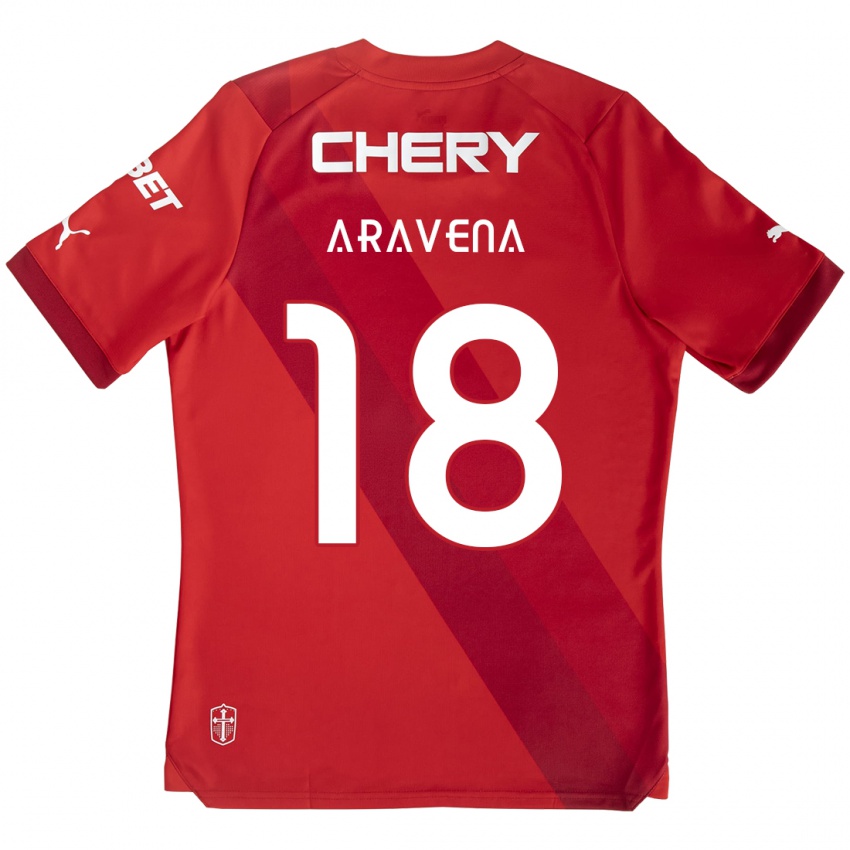 Hombre Camiseta Alexander Aravena #18 Rojo Blanco 2ª Equipación 2024/25 La Camisa Perú