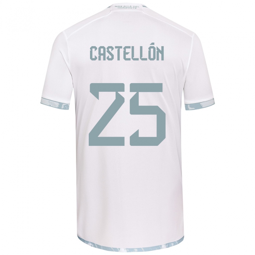 Hombre Camiseta Gabriel Castellón #25 Gris Blanco 2ª Equipación 2024/25 La Camisa Perú