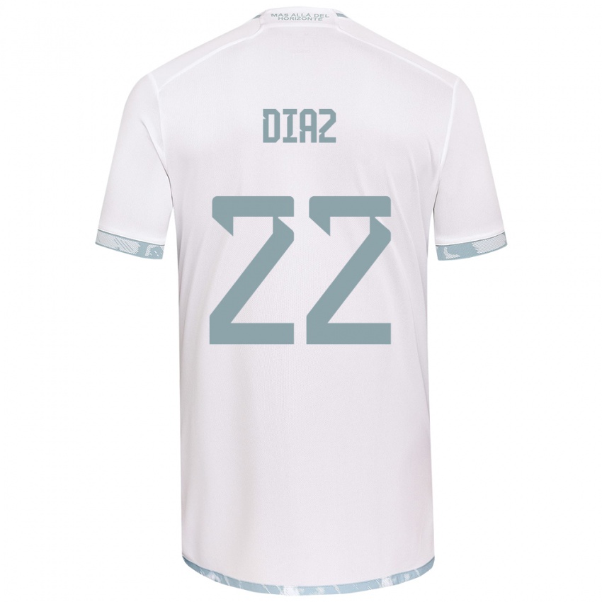 Hombre Camiseta Valentina Díaz #22 Gris Blanco 2ª Equipación 2024/25 La Camisa Perú