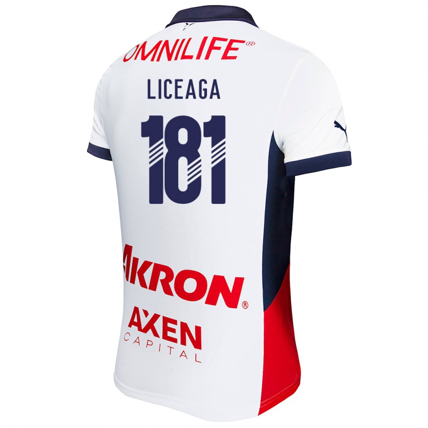 Hombre Camiseta Juan Liceaga #181 Blanco Rojo Azul 2ª Equipación 2024/25 La Camisa Perú