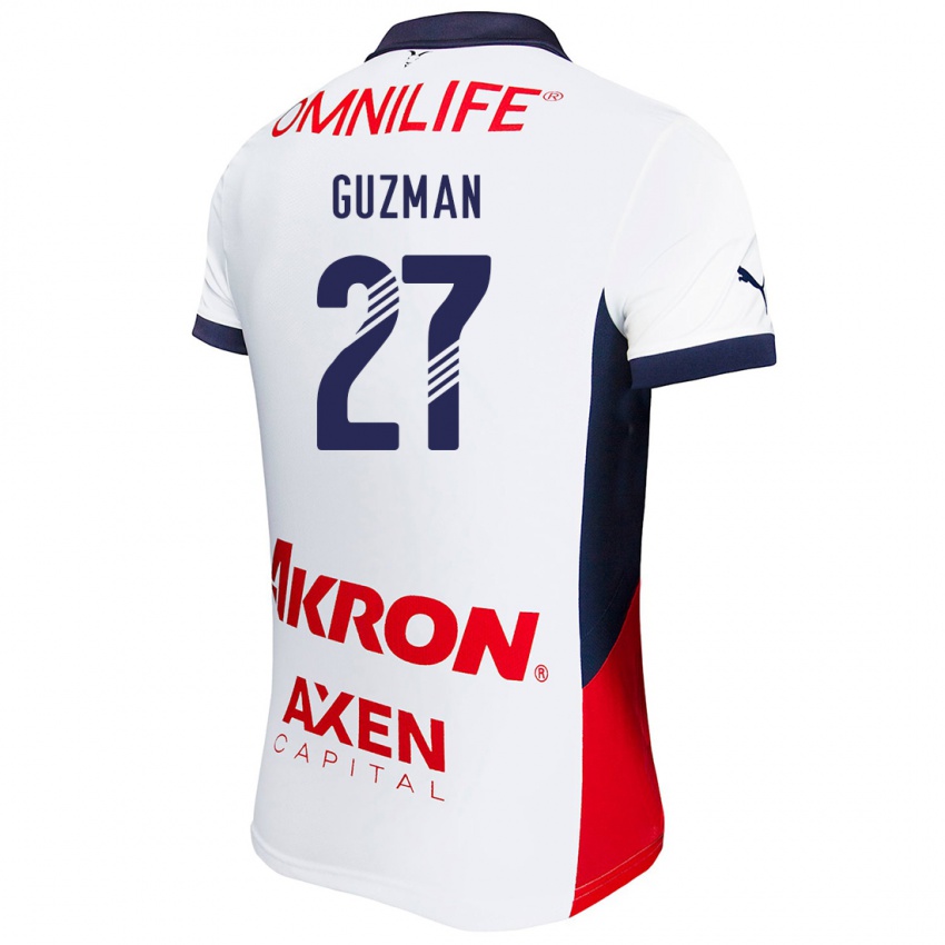 Hombre Camiseta Kinberly Guzmán #27 Blanco Rojo Azul 2ª Equipación 2024/25 La Camisa Perú