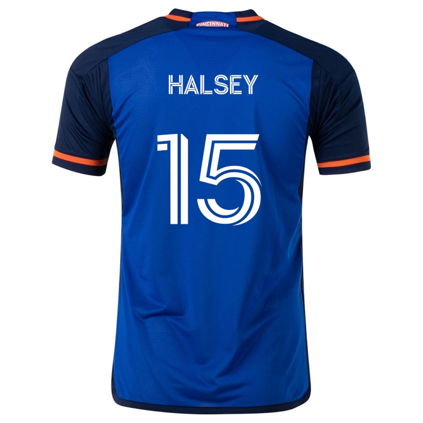 Mujer Camiseta Bret Halsey #15 Azul Blanco 1ª Equipación 2024/25 La Camisa Perú