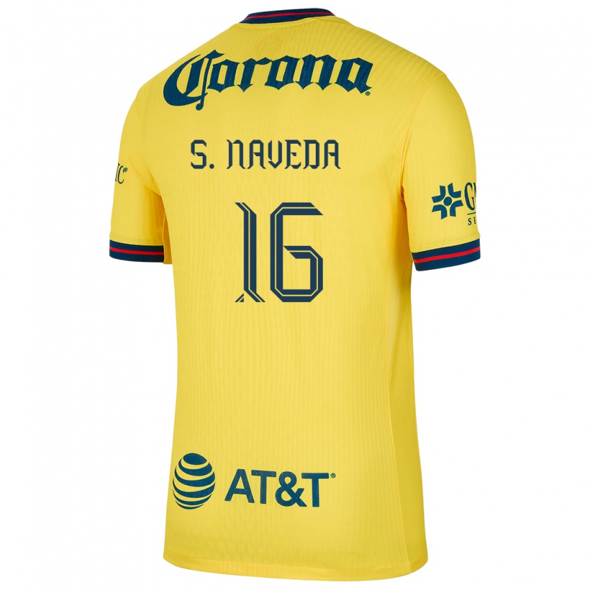 Mujer Camiseta Santiago Naveda #16 Amarillo Azul 1ª Equipación 2024/25 La Camisa Perú