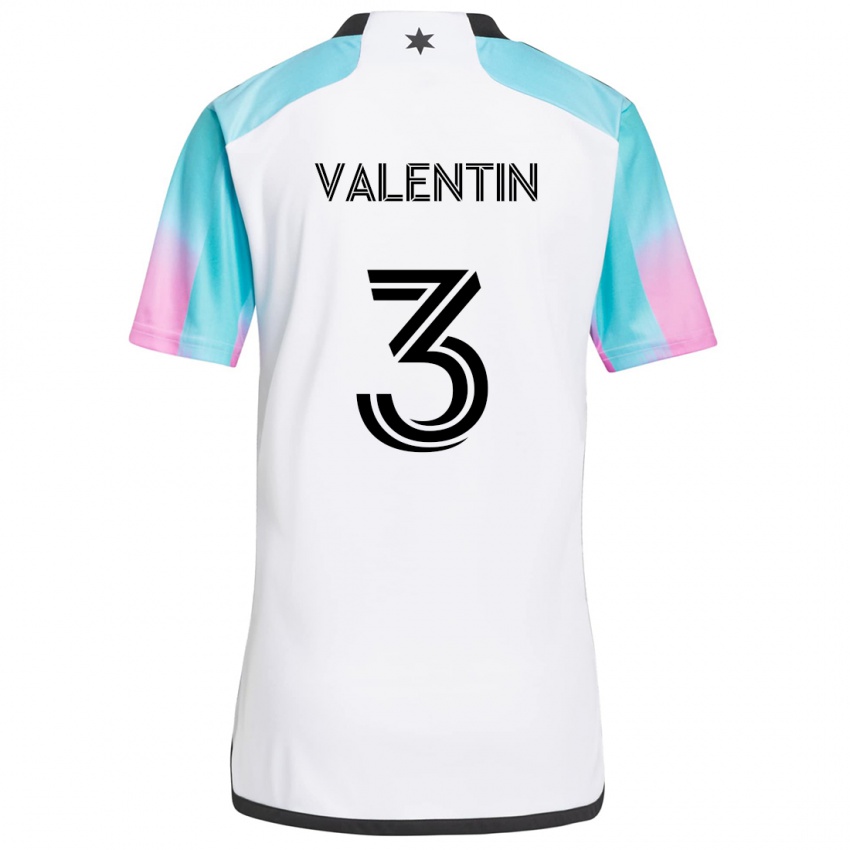 Mujer Camiseta Zarek Valentin #3 Blanco Azul Negro 2ª Equipación 2024/25 La Camisa Perú