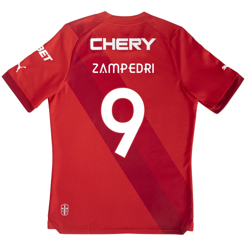 Mujer Camiseta Fernando Zampedri #9 Rojo Blanco 2ª Equipación 2024/25 La Camisa Perú