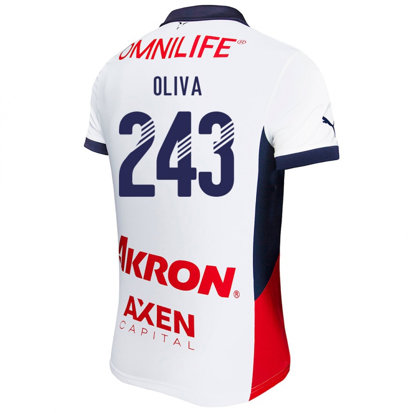 Mujer Camiseta Diego Oliva #243 Blanco Rojo Azul 2ª Equipación 2024/25 La Camisa Perú