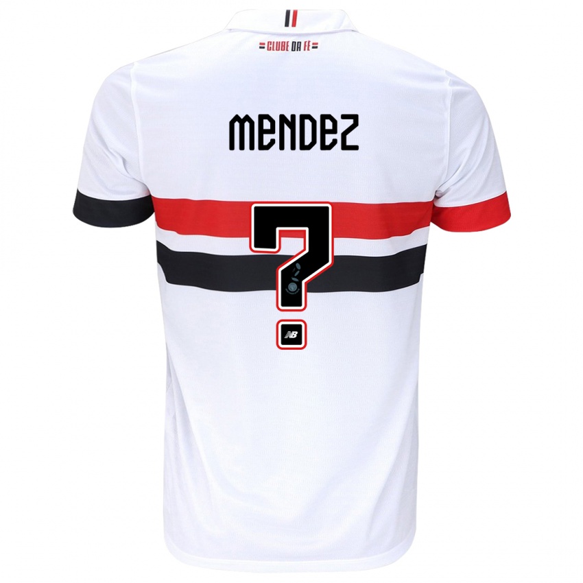 Niño Camiseta Jhegson Méndez #0 Blanco Rojo Negro 1ª Equipación 2024/25 La Camisa Perú