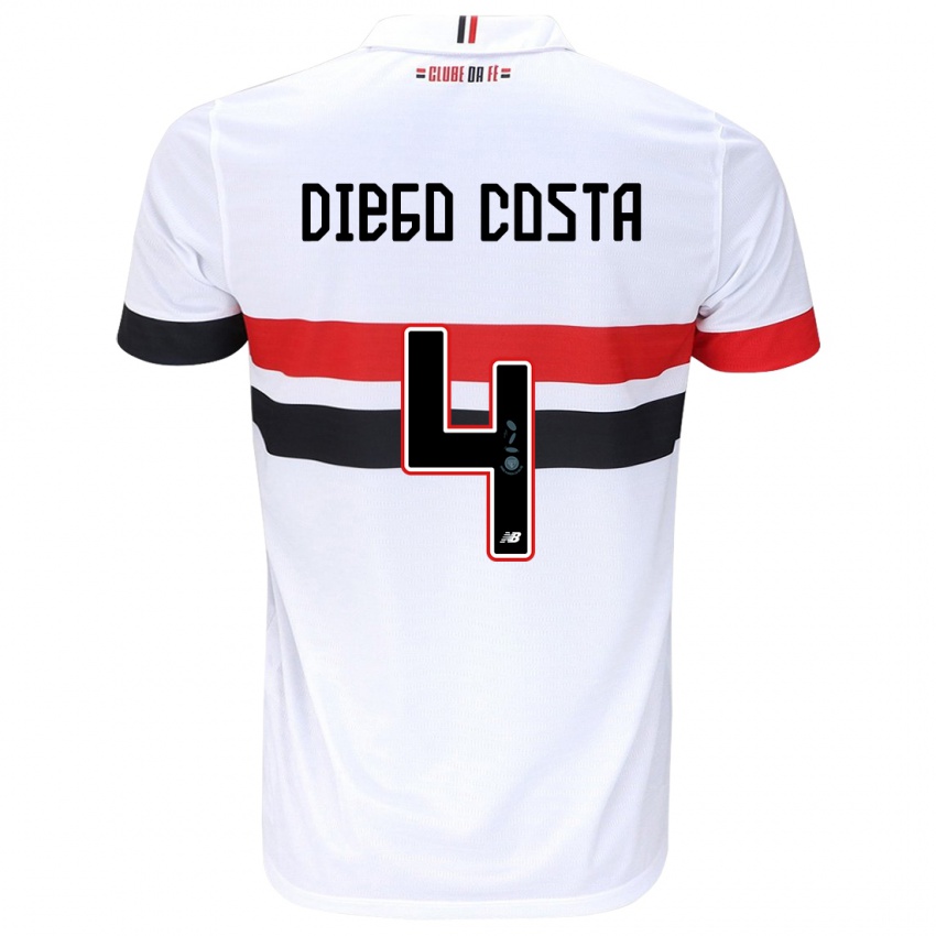 Niño Camiseta Diego Costa #4 Blanco Rojo Negro 1ª Equipación 2024/25 La Camisa Perú