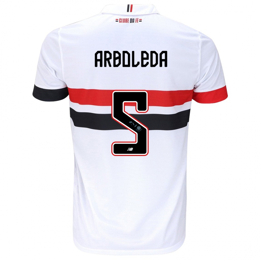 Niño Camiseta Robert Arboleda #5 Blanco Rojo Negro 1ª Equipación 2024/25 La Camisa Perú