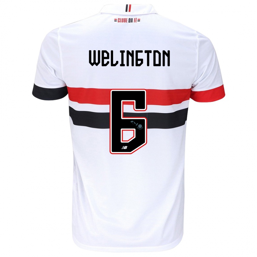 Niño Camiseta Welington #6 Blanco Rojo Negro 1ª Equipación 2024/25 La Camisa Perú