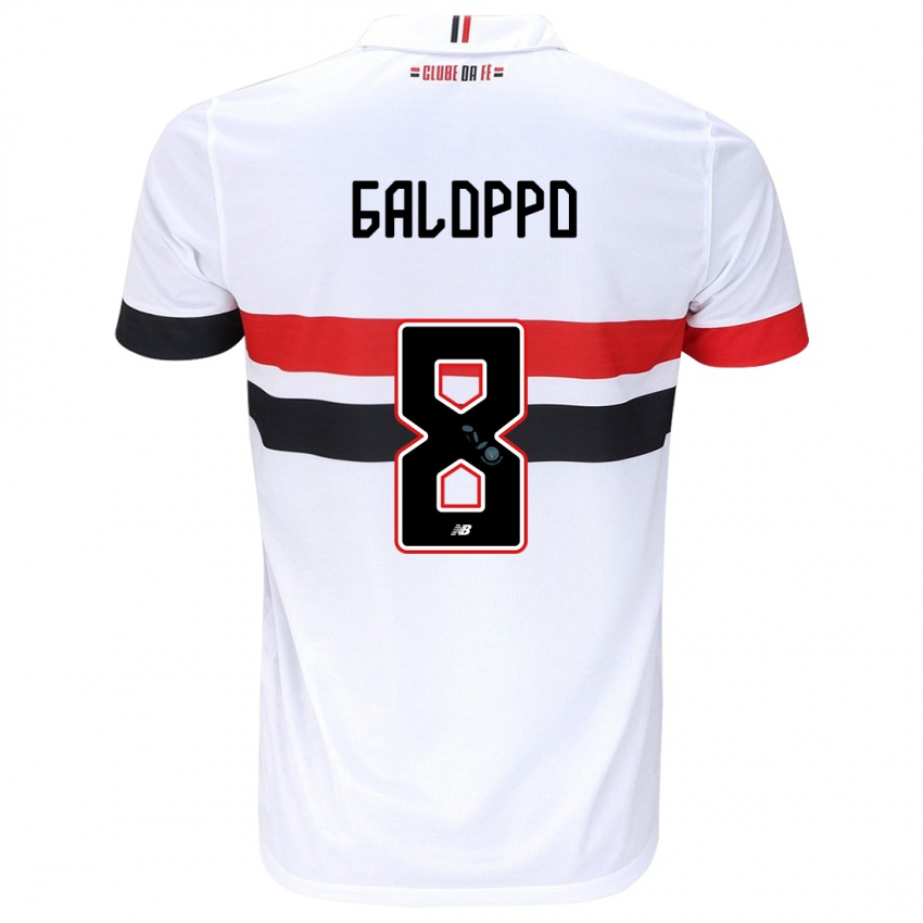 Niño Camiseta Giuliano Galoppo #8 Blanco Rojo Negro 1ª Equipación 2024/25 La Camisa Perú