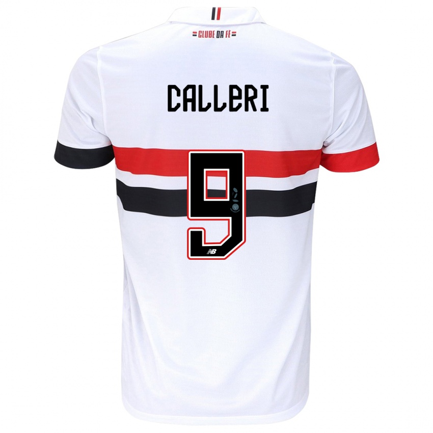 Niño Camiseta Jonathan Calleri #9 Blanco Rojo Negro 1ª Equipación 2024/25 La Camisa Perú