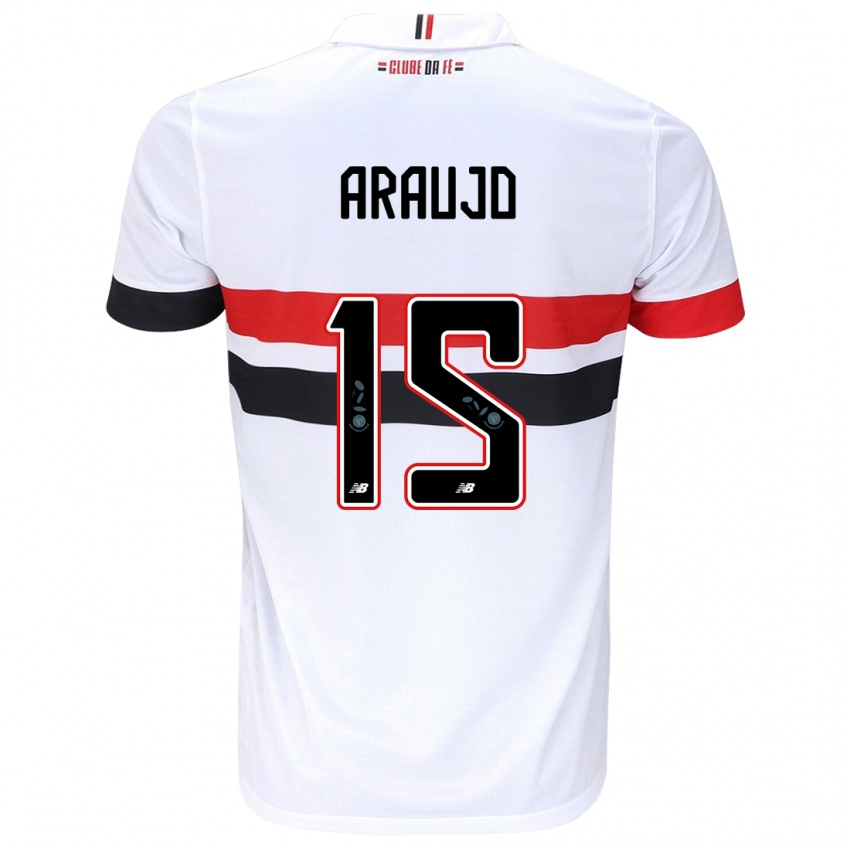 Niño Camiseta Michel Araújo #15 Blanco Rojo Negro 1ª Equipación 2024/25 La Camisa Perú