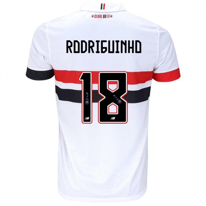 Niño Camiseta Rodriguinho #18 Blanco Rojo Negro 1ª Equipación 2024/25 La Camisa Perú