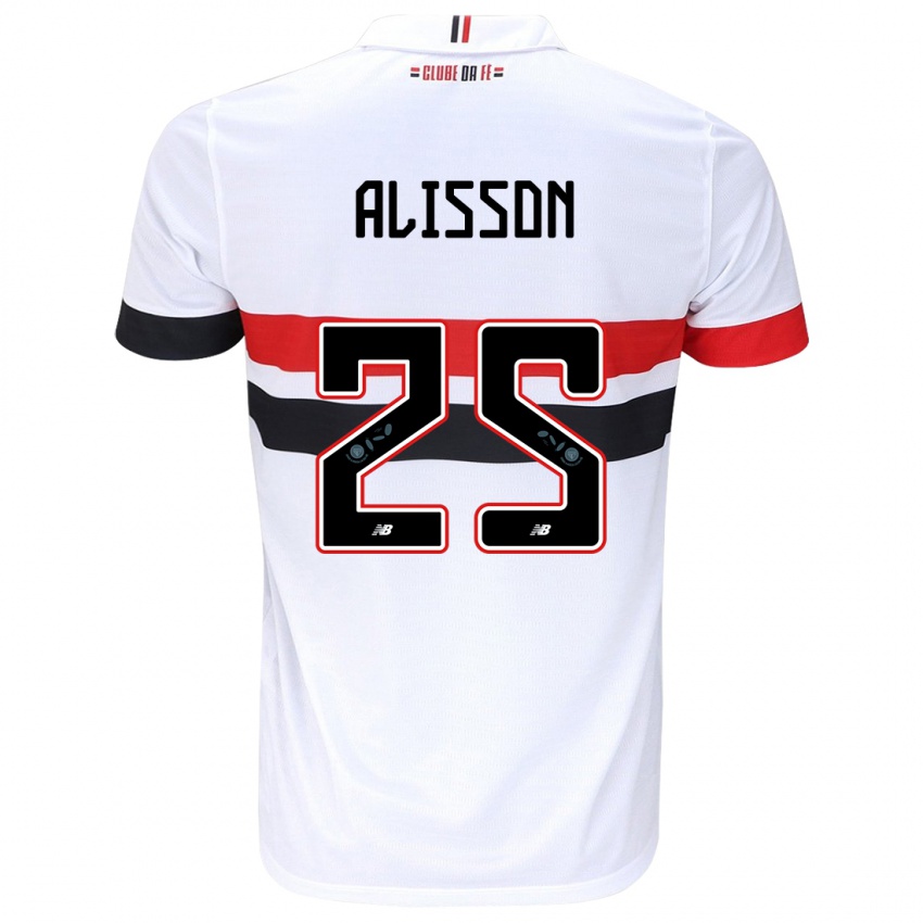 Niño Camiseta Alisson #25 Blanco Rojo Negro 1ª Equipación 2024/25 La Camisa Perú