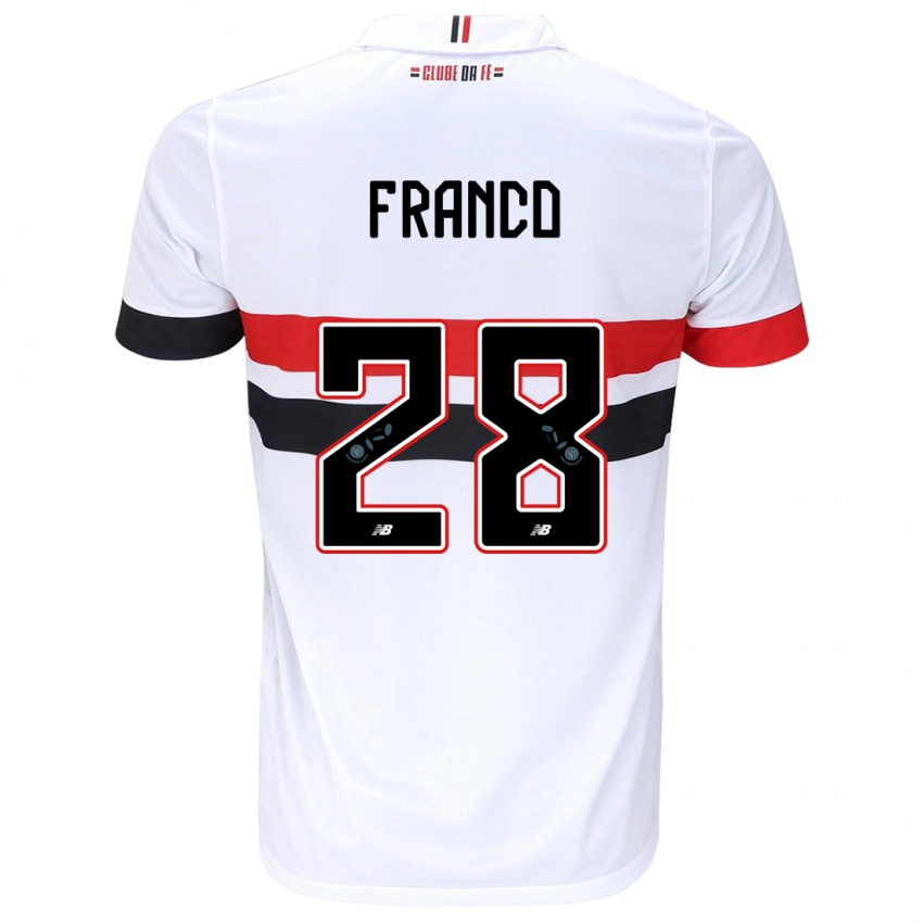 Niño Camiseta Alan Franco #28 Blanco Rojo Negro 1ª Equipación 2024/25 La Camisa Perú