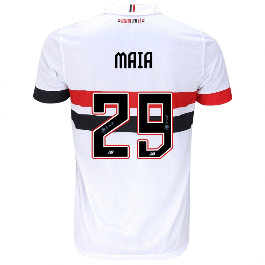 Niño Camiseta Pablo Maia #29 Blanco Rojo Negro 1ª Equipación 2024/25 La Camisa Perú