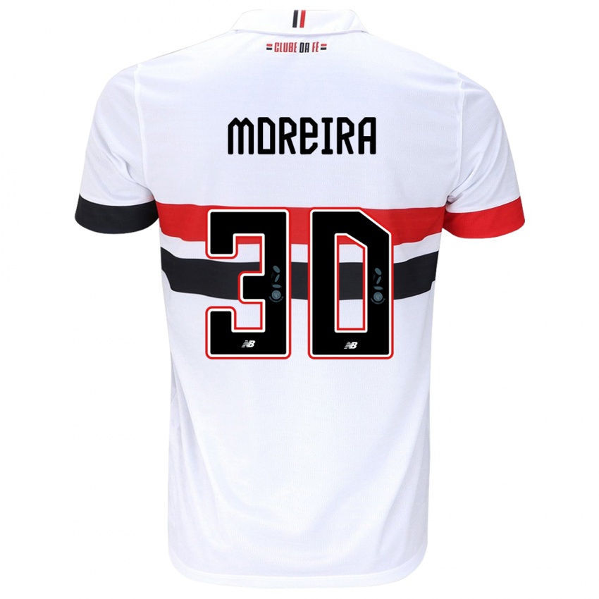 Niño Camiseta João Moreira #30 Blanco Rojo Negro 1ª Equipación 2024/25 La Camisa Perú