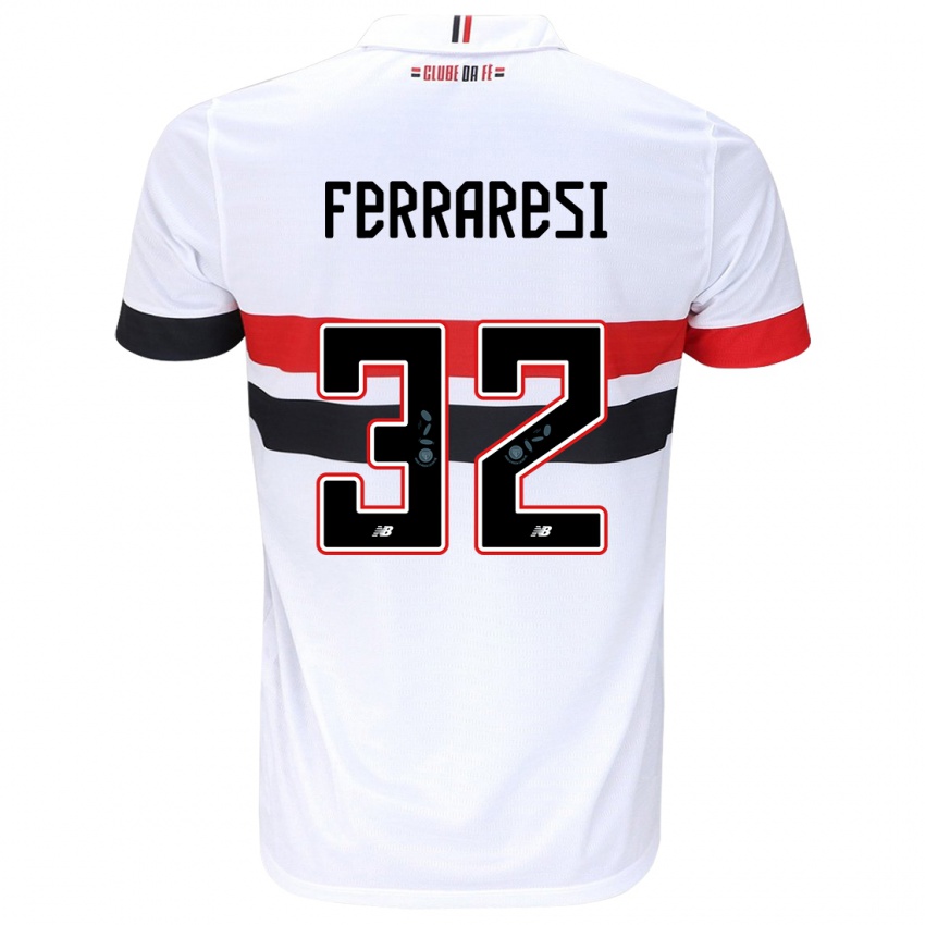 Niño Camiseta Nahuel Ferraresi #32 Blanco Rojo Negro 1ª Equipación 2024/25 La Camisa Perú