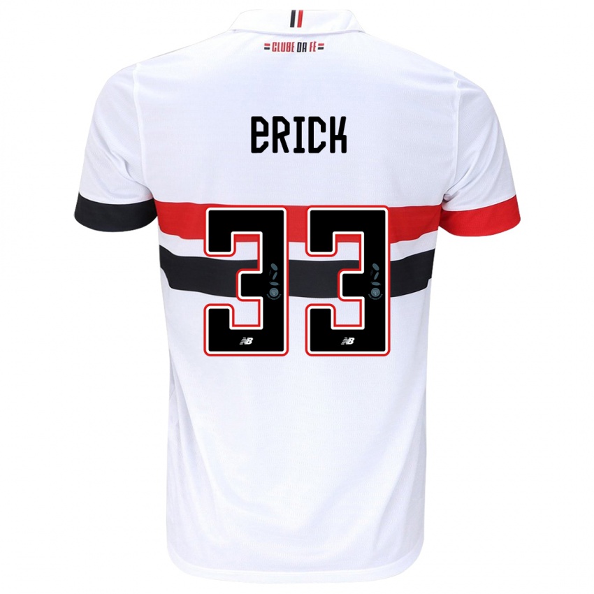 Niño Camiseta Erick #33 Blanco Rojo Negro 1ª Equipación 2024/25 La Camisa Perú