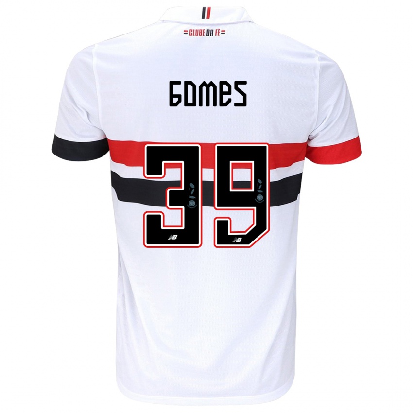 Niño Camiseta William Gomes #39 Blanco Rojo Negro 1ª Equipación 2024/25 La Camisa Perú