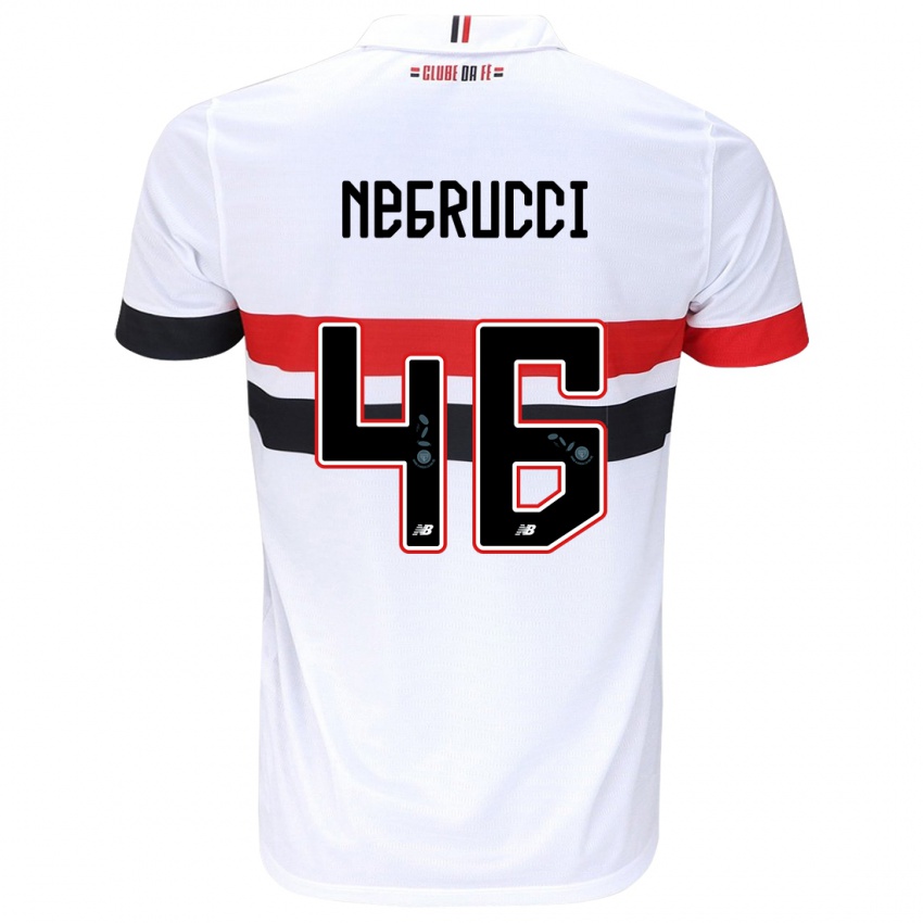 Niño Camiseta Felipe Negrucci #46 Blanco Rojo Negro 1ª Equipación 2024/25 La Camisa Perú