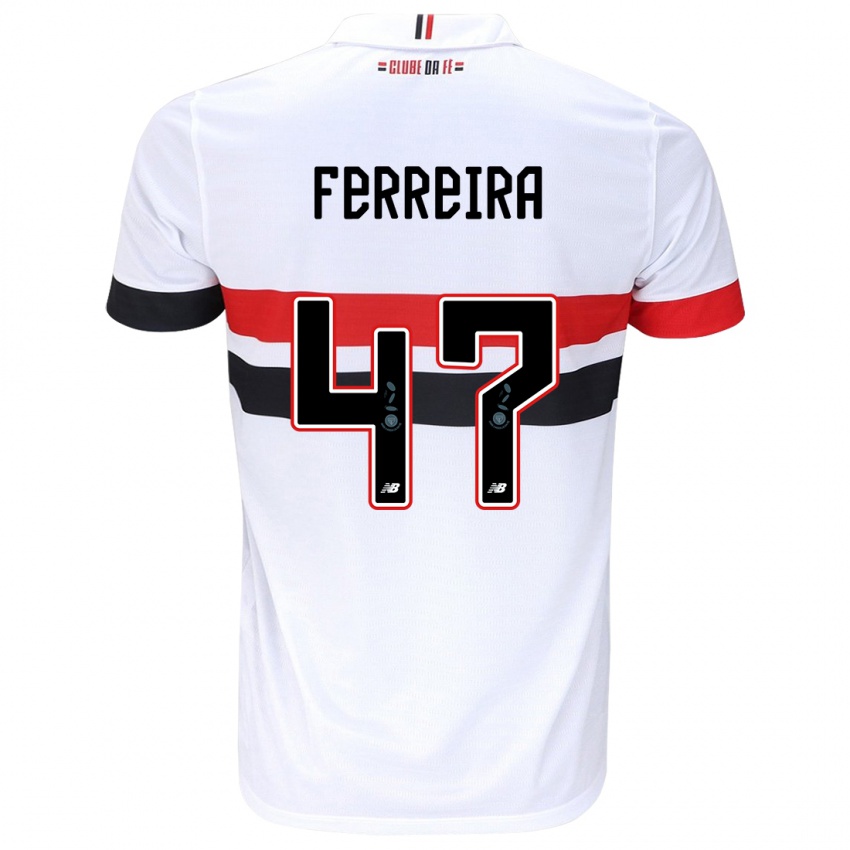 Niño Camiseta Ferreira #47 Blanco Rojo Negro 1ª Equipación 2024/25 La Camisa Perú