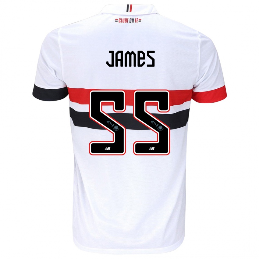 Niño Camiseta James Rodríguez #55 Blanco Rojo Negro 1ª Equipación 2024/25 La Camisa Perú