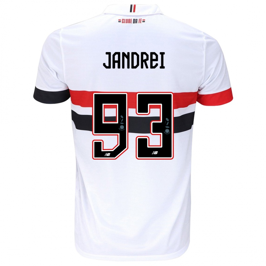 Niño Camiseta Jandrei #93 Blanco Rojo Negro 1ª Equipación 2024/25 La Camisa Perú