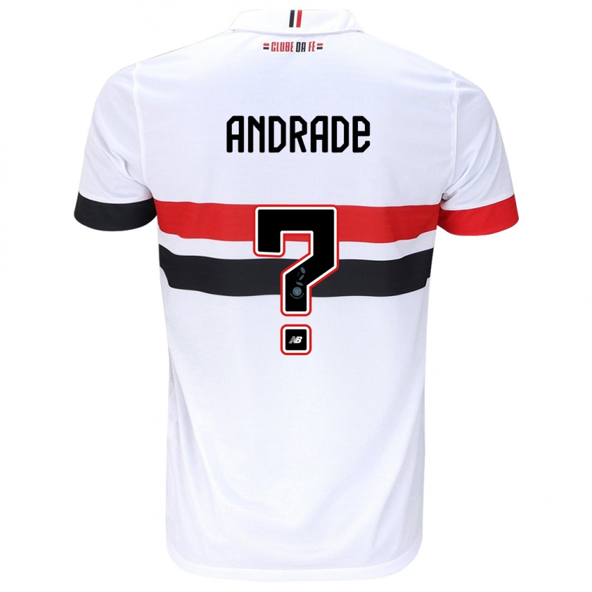 Niño Camiseta Pedro Andrade #0 Blanco Rojo Negro 1ª Equipación 2024/25 La Camisa Perú