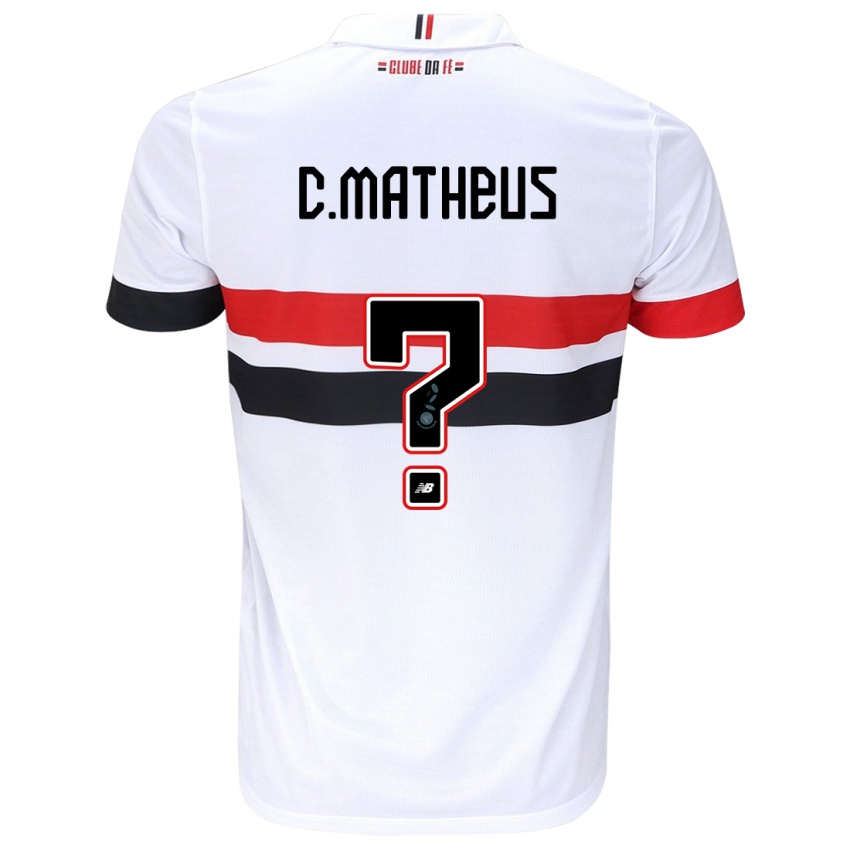 Niño Camiseta Caio Matheus #0 Blanco Rojo Negro 1ª Equipación 2024/25 La Camisa Perú