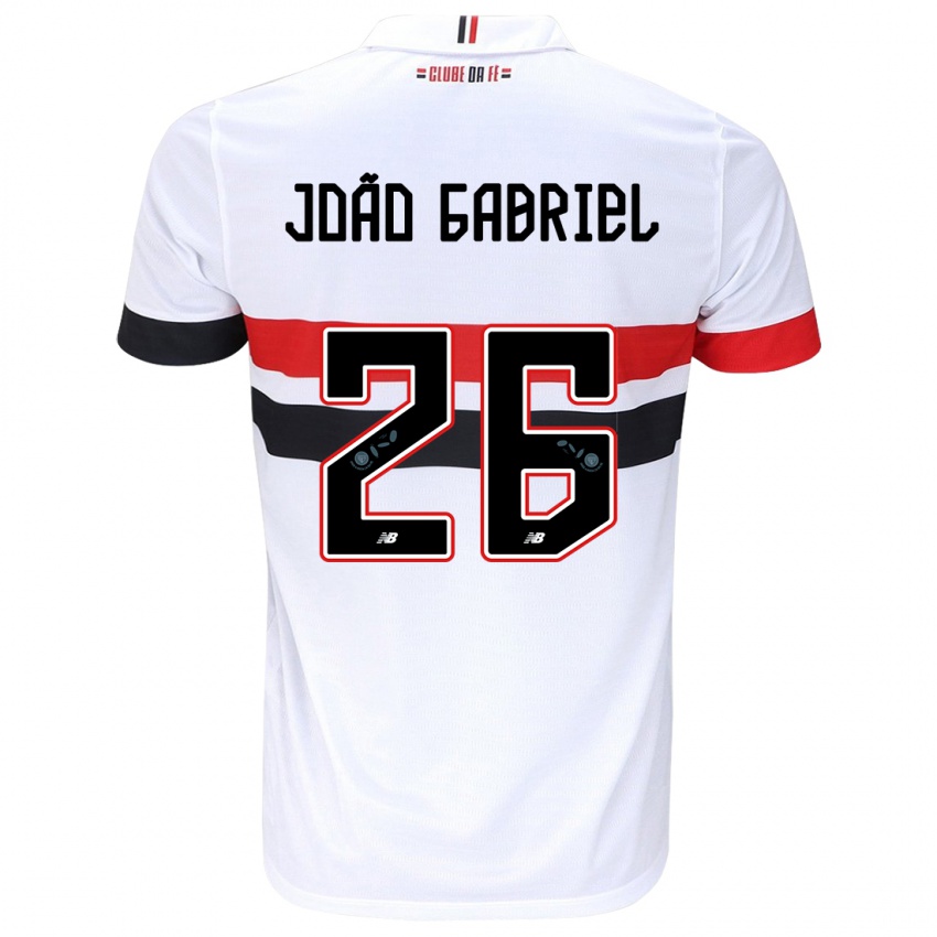 Niño Camiseta João Gabriel #26 Blanco Rojo Negro 1ª Equipación 2024/25 La Camisa Perú