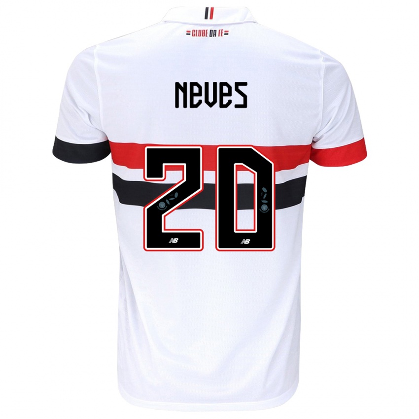 Niño Camiseta Gabriel Neves #20 Blanco Rojo Negro 1ª Equipación 2024/25 La Camisa Perú