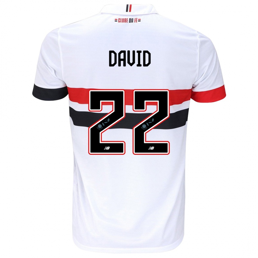 Niño Camiseta David #22 Blanco Rojo Negro 1ª Equipación 2024/25 La Camisa Perú