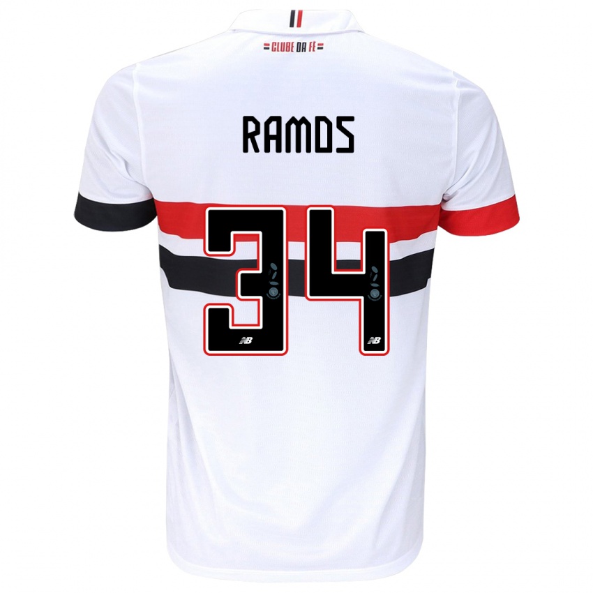 Niño Camiseta Raí Ramos #34 Blanco Rojo Negro 1ª Equipación 2024/25 La Camisa Perú