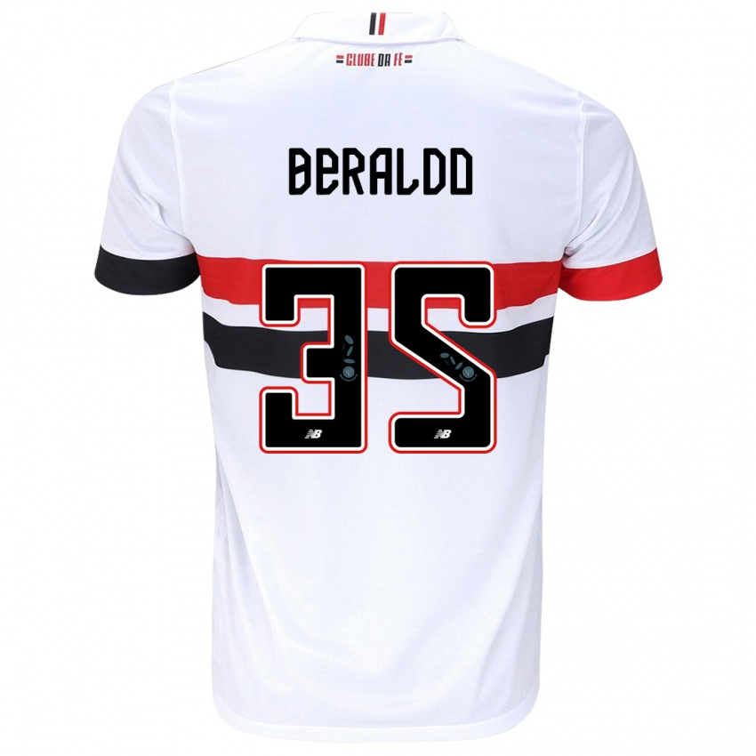 Niño Camiseta Lucas Beraldo #35 Blanco Rojo Negro 1ª Equipación 2024/25 La Camisa Perú