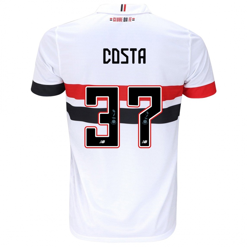 Niño Camiseta Talles Costa #37 Blanco Rojo Negro 1ª Equipación 2024/25 La Camisa Perú