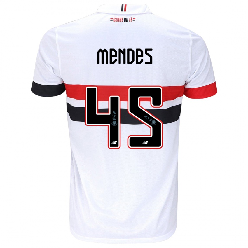 Niño Camiseta Nathan Mendes #45 Blanco Rojo Negro 1ª Equipación 2024/25 La Camisa Perú