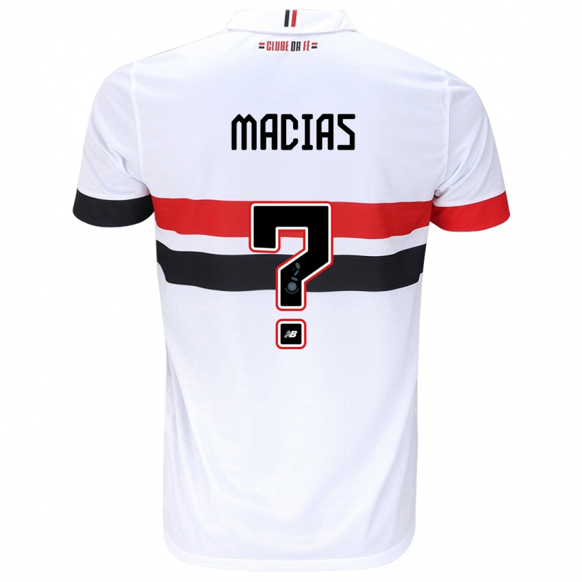 Niño Camiseta Juan Macías #0 Blanco Rojo Negro 1ª Equipación 2024/25 La Camisa Perú