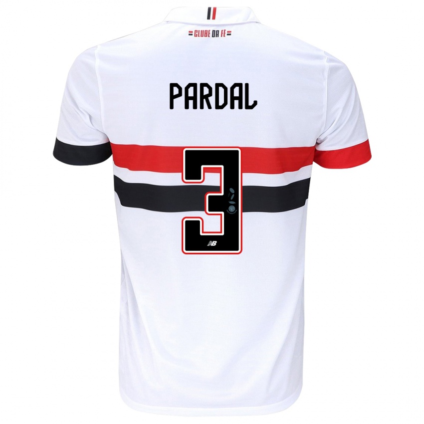 Niño Camiseta Pardal #3 Blanco Rojo Negro 1ª Equipación 2024/25 La Camisa Perú