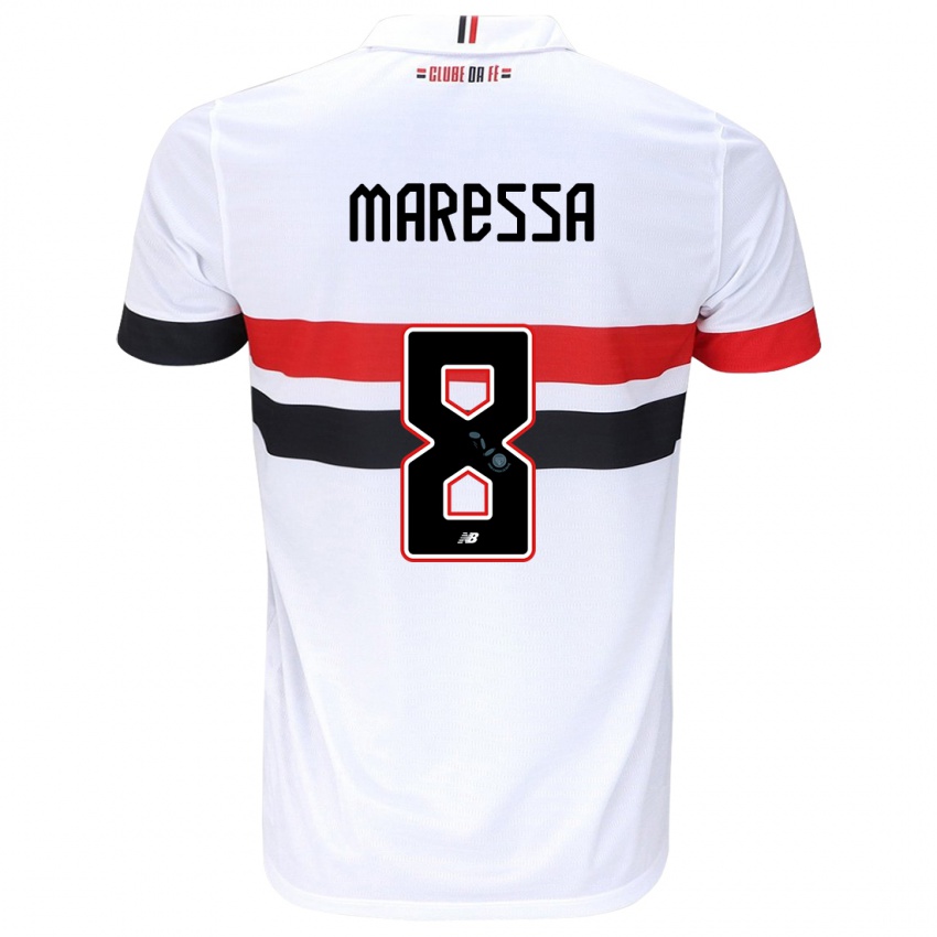 Niño Camiseta Maressa #8 Blanco Rojo Negro 1ª Equipación 2024/25 La Camisa Perú