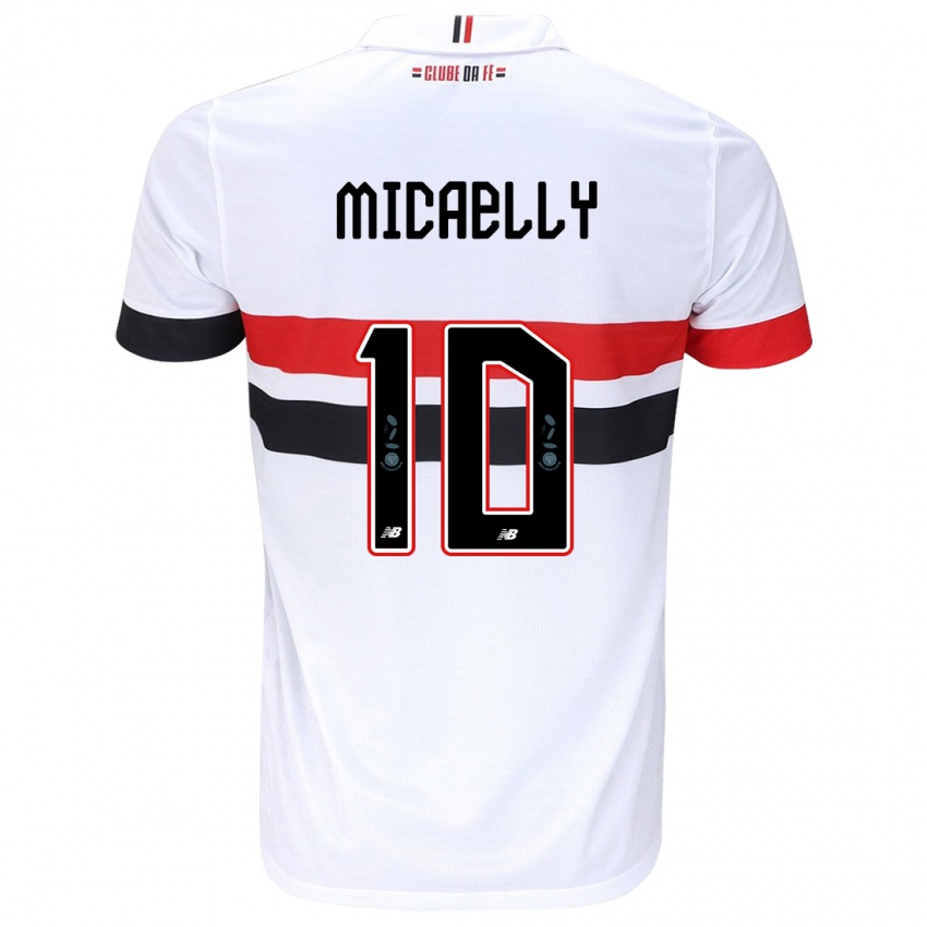 Niño Camiseta Micaelly #10 Blanco Rojo Negro 1ª Equipación 2024/25 La Camisa Perú