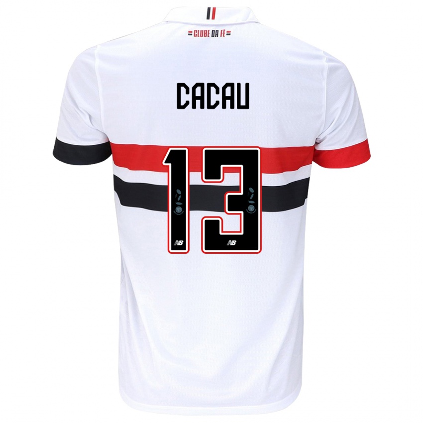 Niño Camiseta Cacau #13 Blanco Rojo Negro 1ª Equipación 2024/25 La Camisa Perú