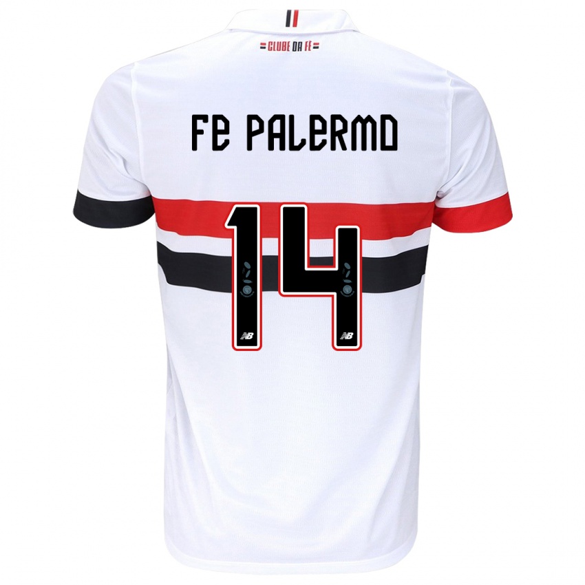 Niño Camiseta Fe Palermo #14 Blanco Rojo Negro 1ª Equipación 2024/25 La Camisa Perú