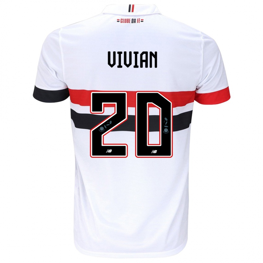 Niño Camiseta Vivian #20 Blanco Rojo Negro 1ª Equipación 2024/25 La Camisa Perú